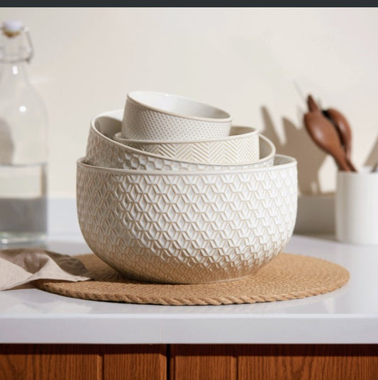 LARGE EMBOSSED NESTING BOWL SET